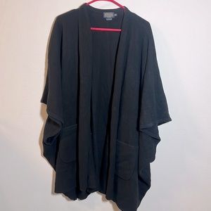 Pendleton Lambs Wool Open Cardigan Poncho Black Jacket Coat Wrap One Size